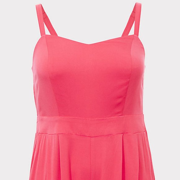 Torrid NWT Coral 4X Jumpsuit Culottes Crop Pants Smocked Back - Picture 3 of 5